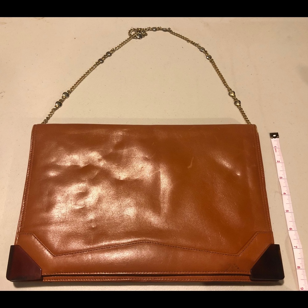 Rare Vintage tan leather handbag clutch purse